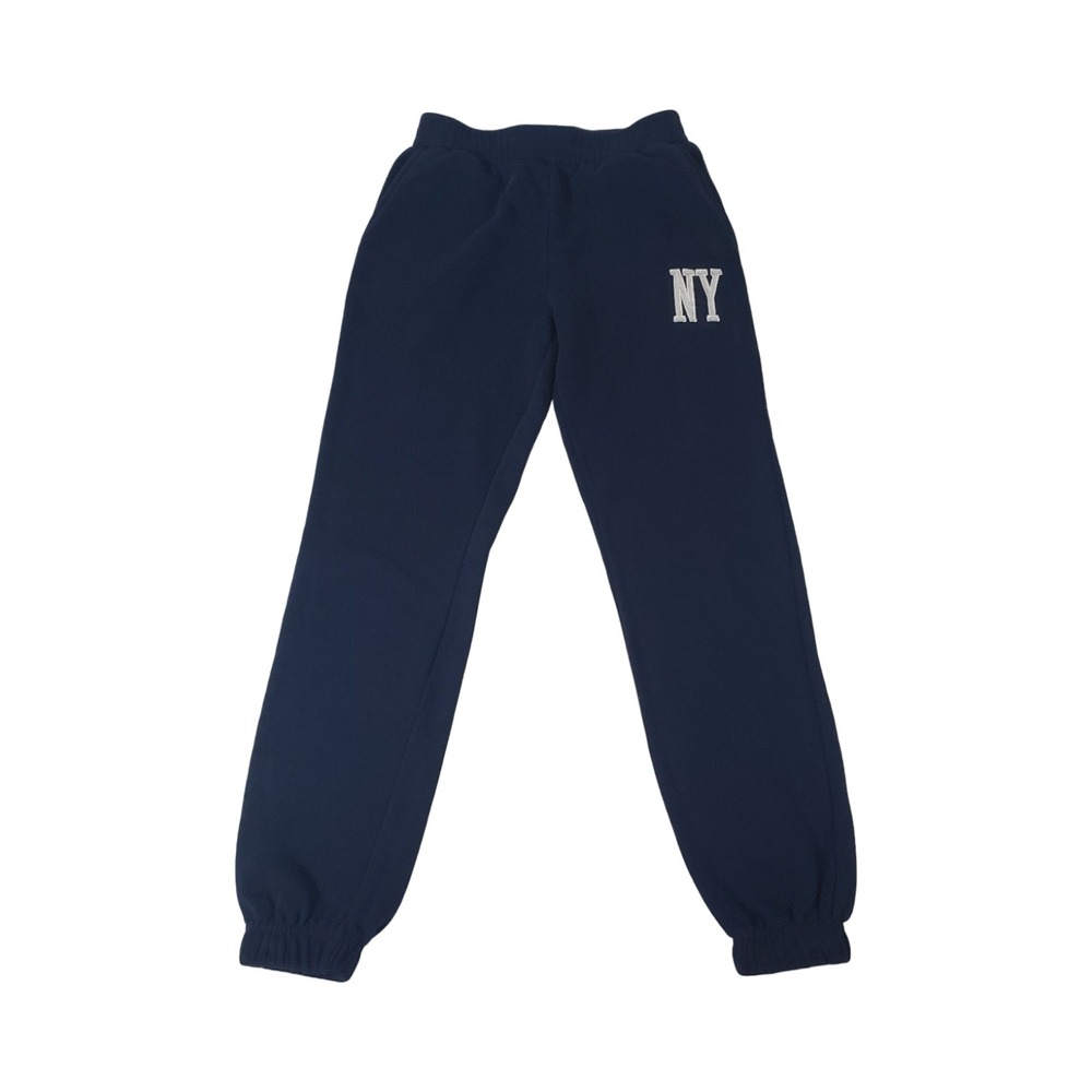 Lazy Sunday Kids Navy Blue NY Embroidered Fleece Joggers Sweatpants XS